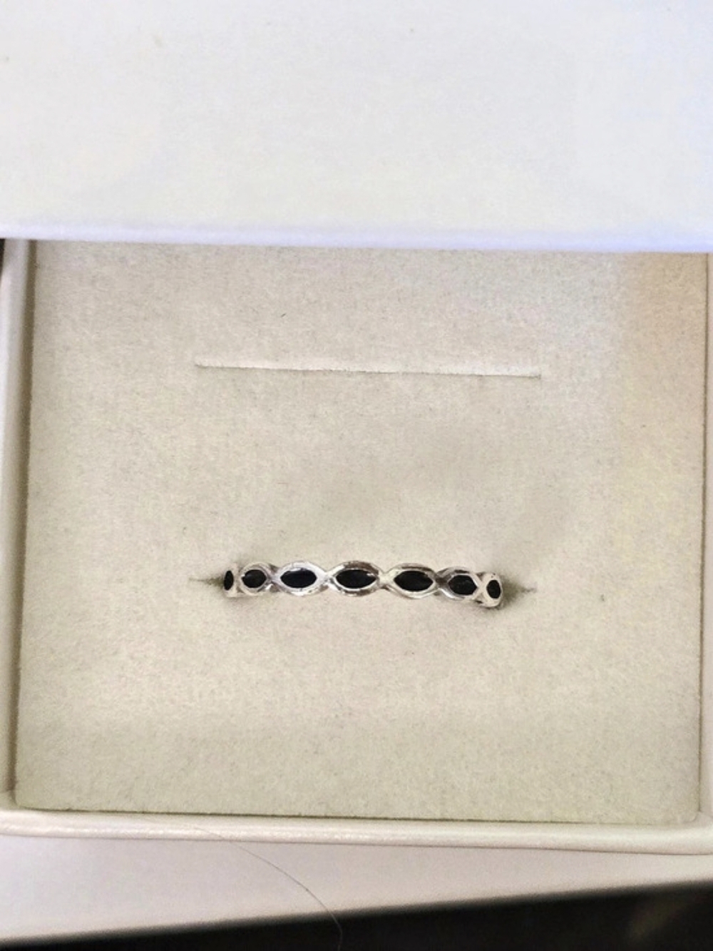 Pandora Sterling Silver Ring With Black Enamel